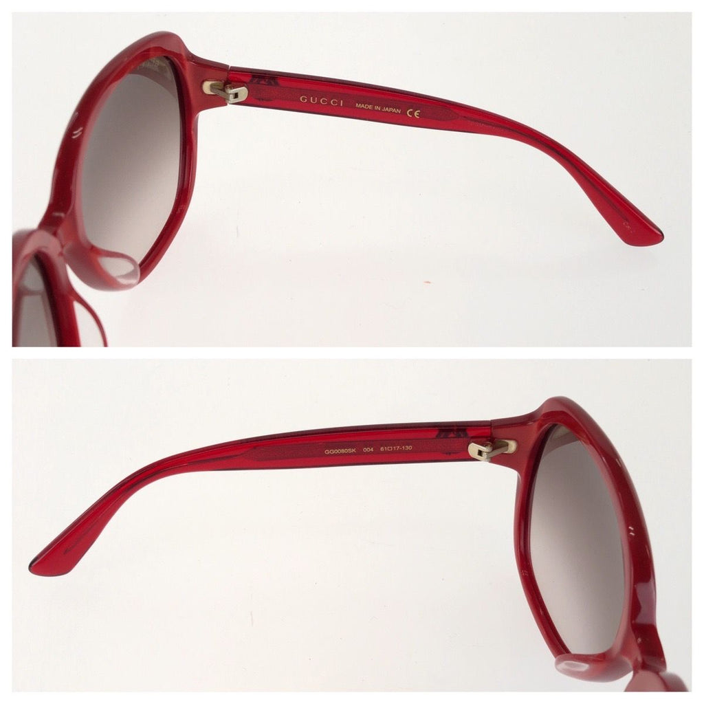 Gucci Interlocking G 61 Red Gold Acetate Metal Sunglasses Eyewear — view 6