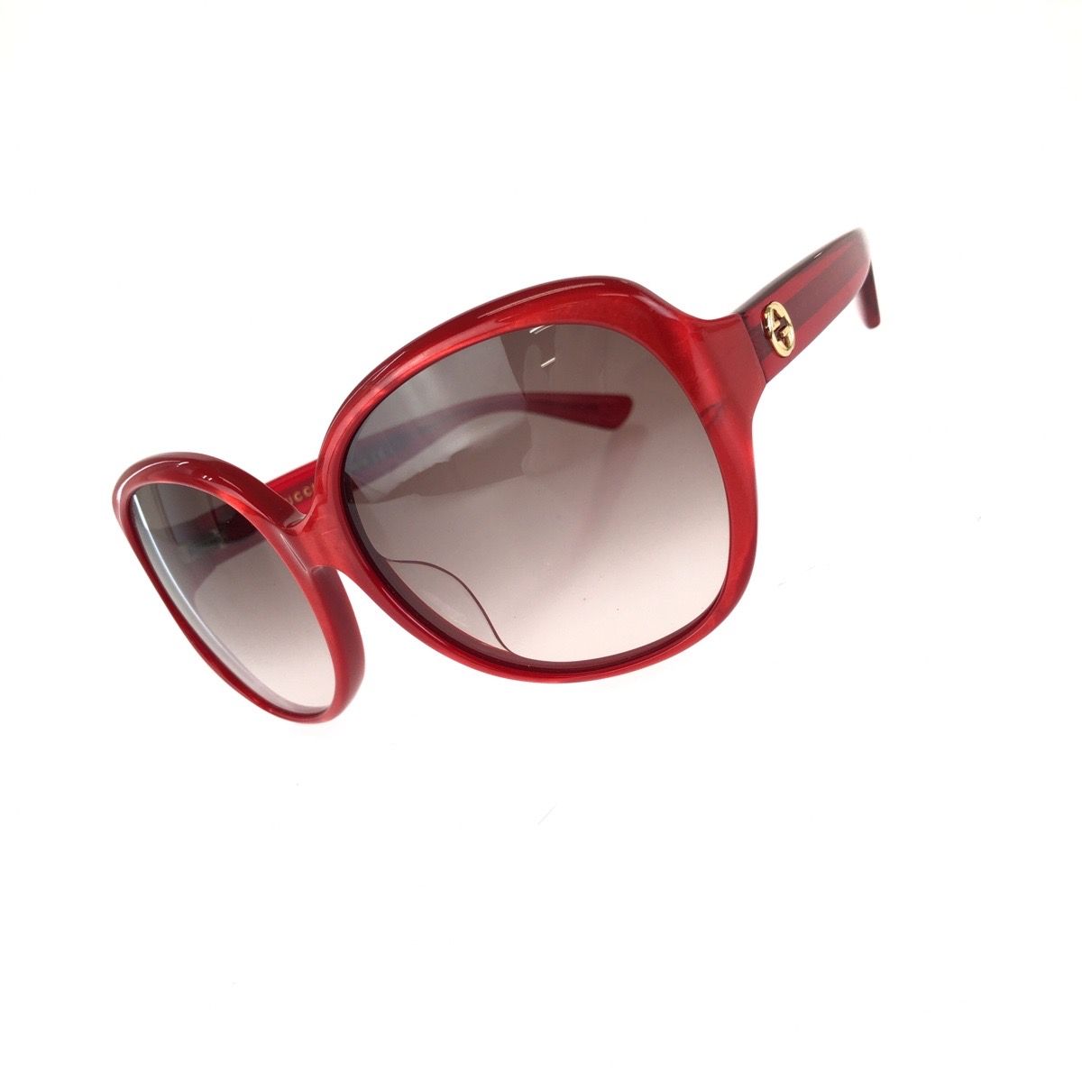 Gucci Interlocking G 61 Red Gold Acetate Metal Sunglasses Eyewear — view 8