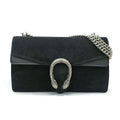 Gucci Dionysus Chain Shoulder Bag Suede Black Silver
