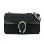 Gucci Dionysus Chain Shoulder Bag Suede Black Silver
