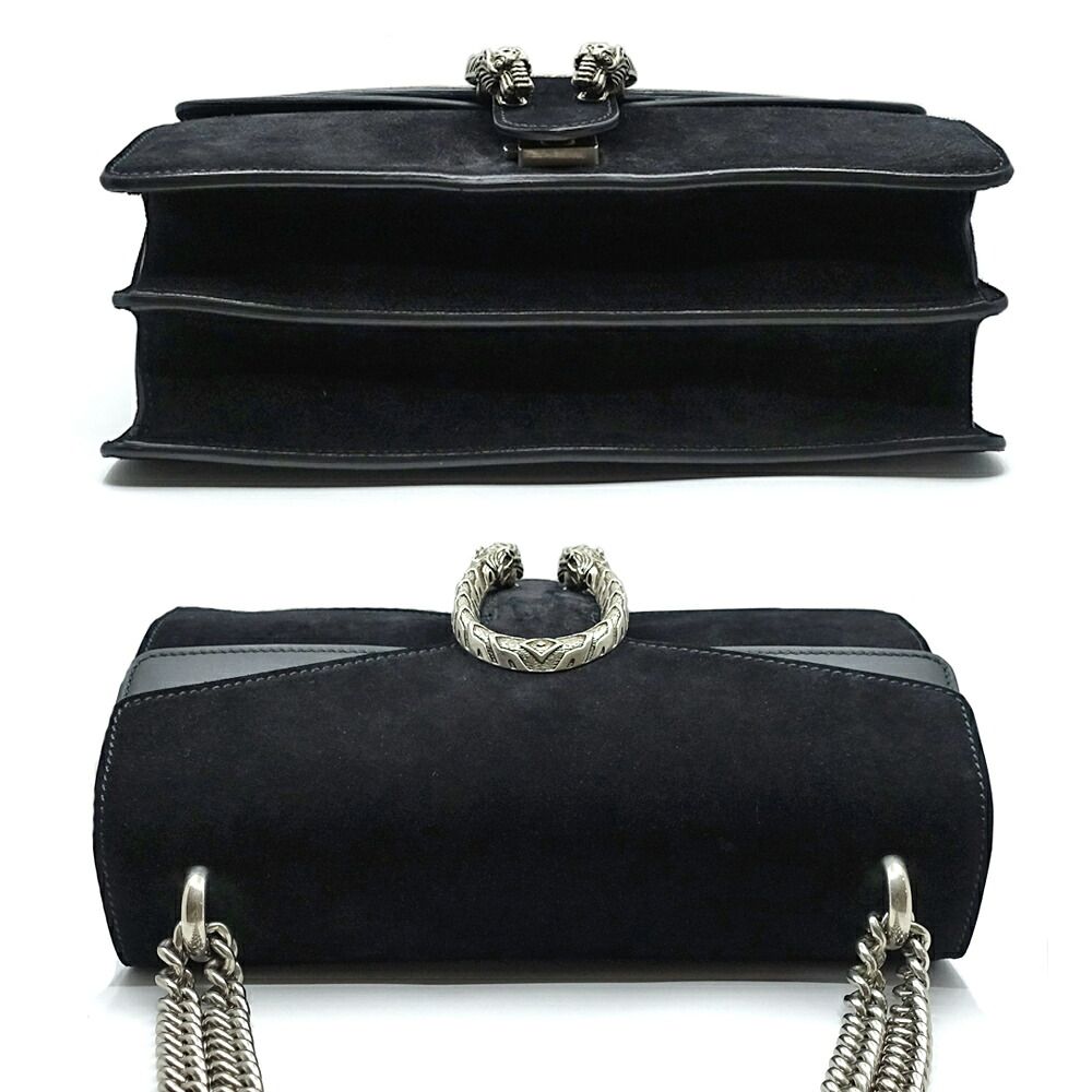 Gucci Dionysus Chain Shoulder Bag Suede Black Silver — view 4