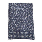Louis Vuitton Scarf Large Flower Floral Pattern LV Logo Navy Silk Wool — view 6