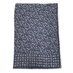 Louis Vuitton Scarf Large Flower Floral Pattern LV Logo Navy Silk Wool — view 5
