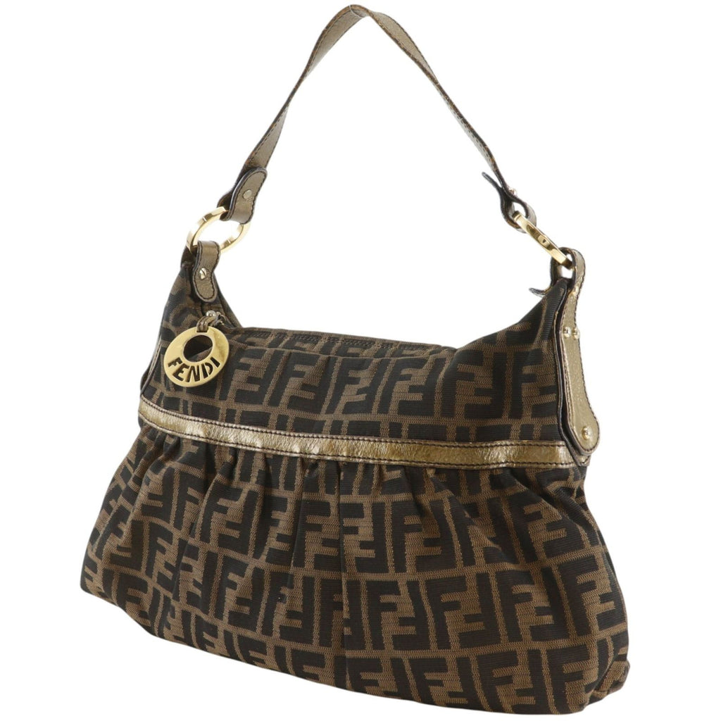 Fendi Chef Zucca Canvas Leather Brown Shoulder Bag — view 2