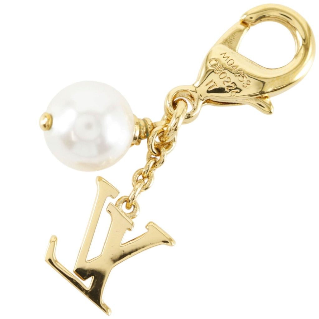Louis Vuitton Charm LV Pearl Gold Plated Faux Keychain — view 2