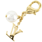 Louis Vuitton Charm LV Pearl Gold Plated Faux Keychain — view 2