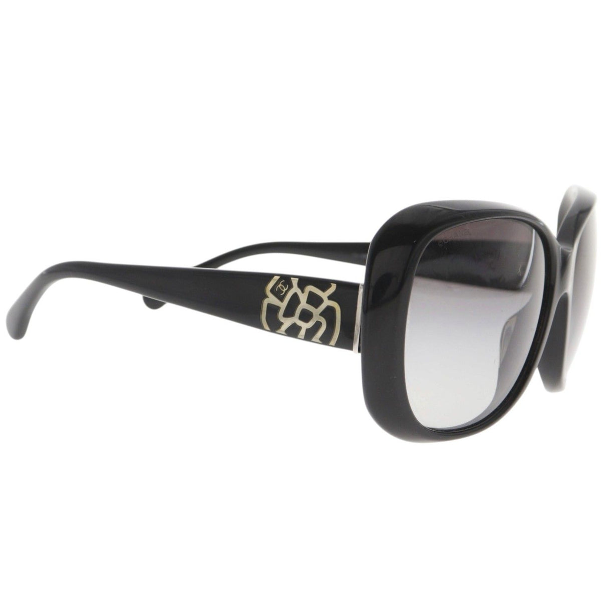 Chanel Camellia CC Logo Acetate Black Sunglasses Eyewear — view 2