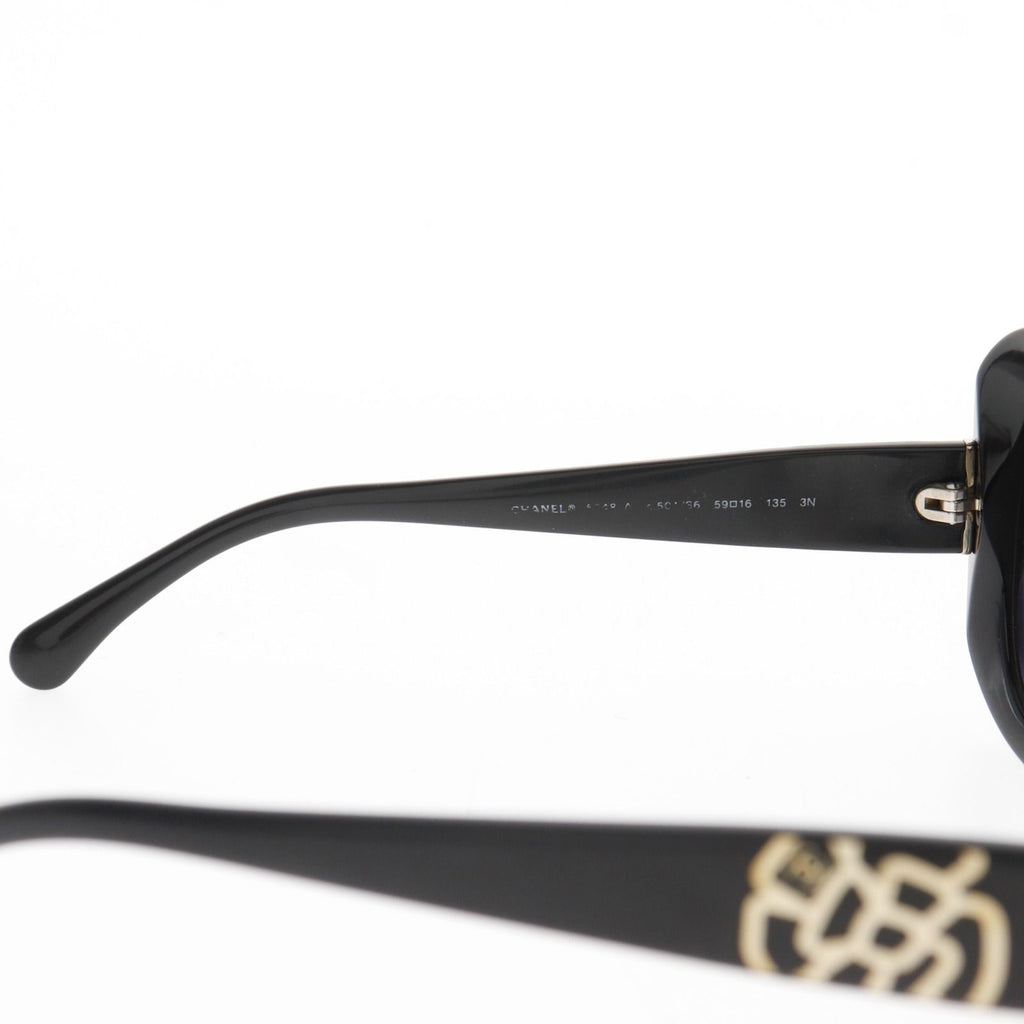 Chanel Camellia CC Logo Acetate Black Sunglasses Eyewear — view 4