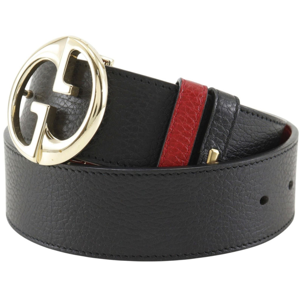 Gucci Interlocking G Reversible Leather Black Red Belt — view 2