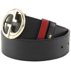 Gucci Interlocking G Reversible Leather Black Red Belt — view 2