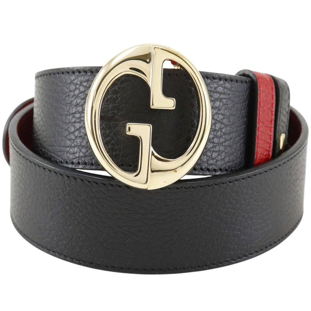 Gucci Interlocking G Reversible Leather Black Red Belt