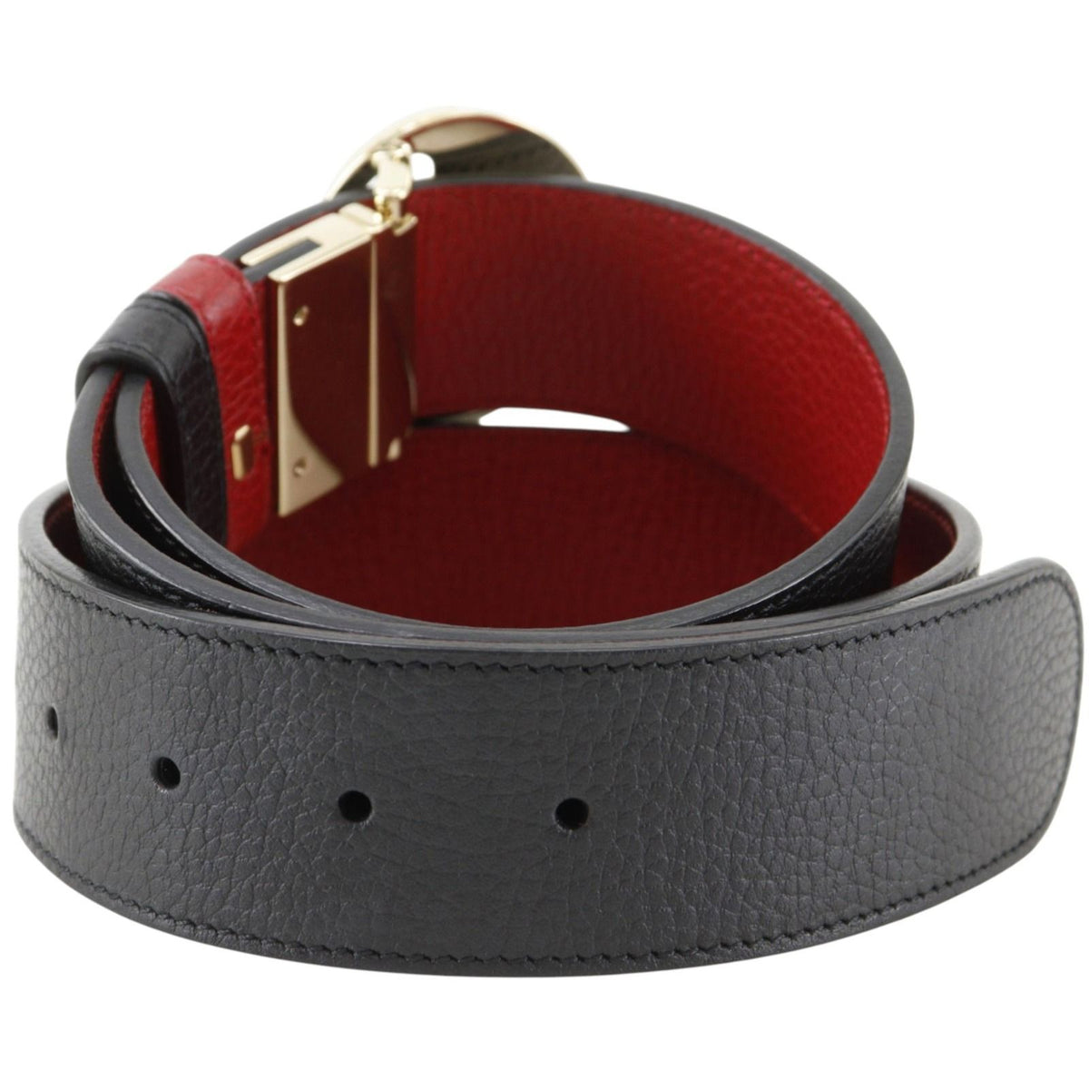 Gucci Interlocking G Reversible Leather Black Red Belt — view 3