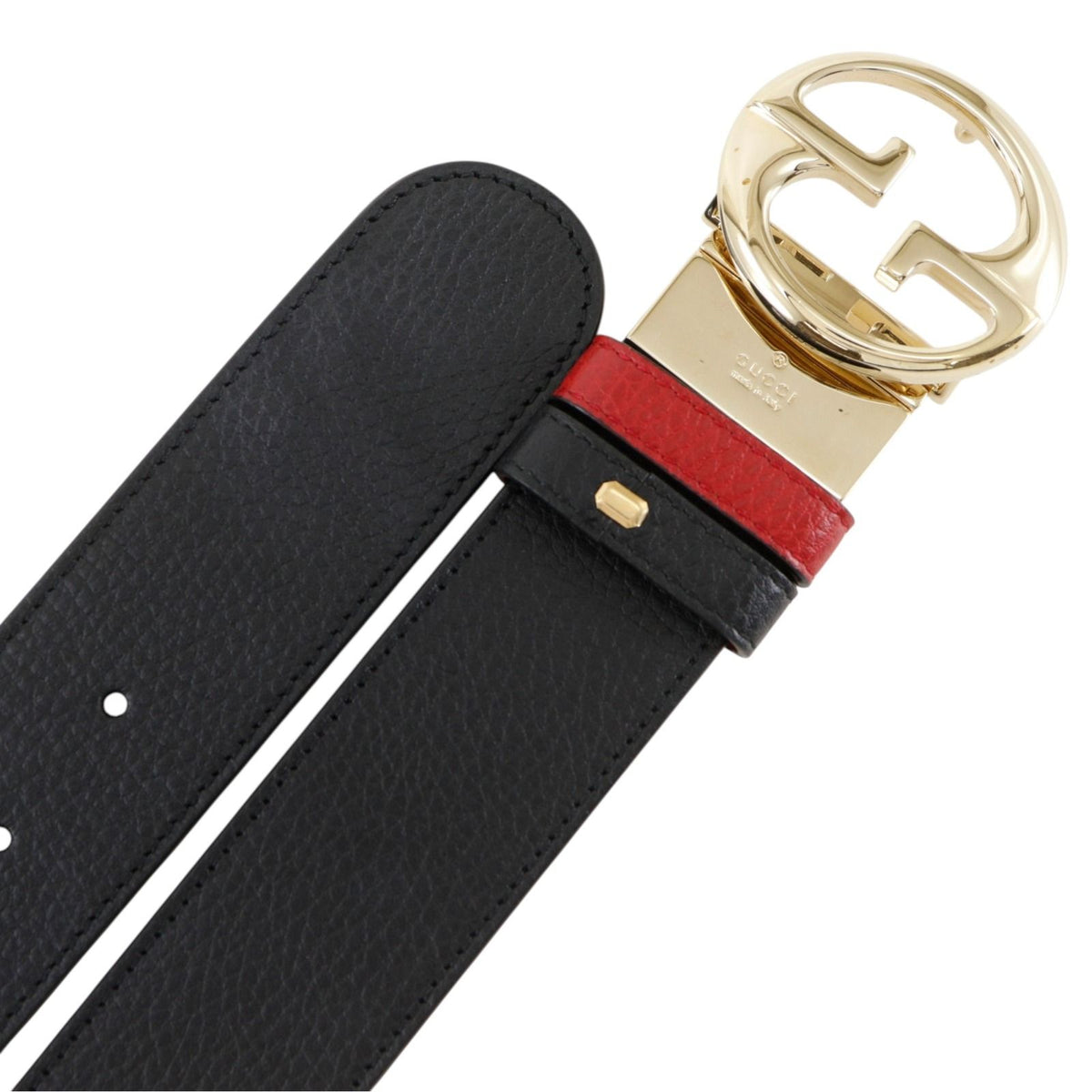 Gucci Interlocking G Reversible Leather Black Red Belt — view 4
