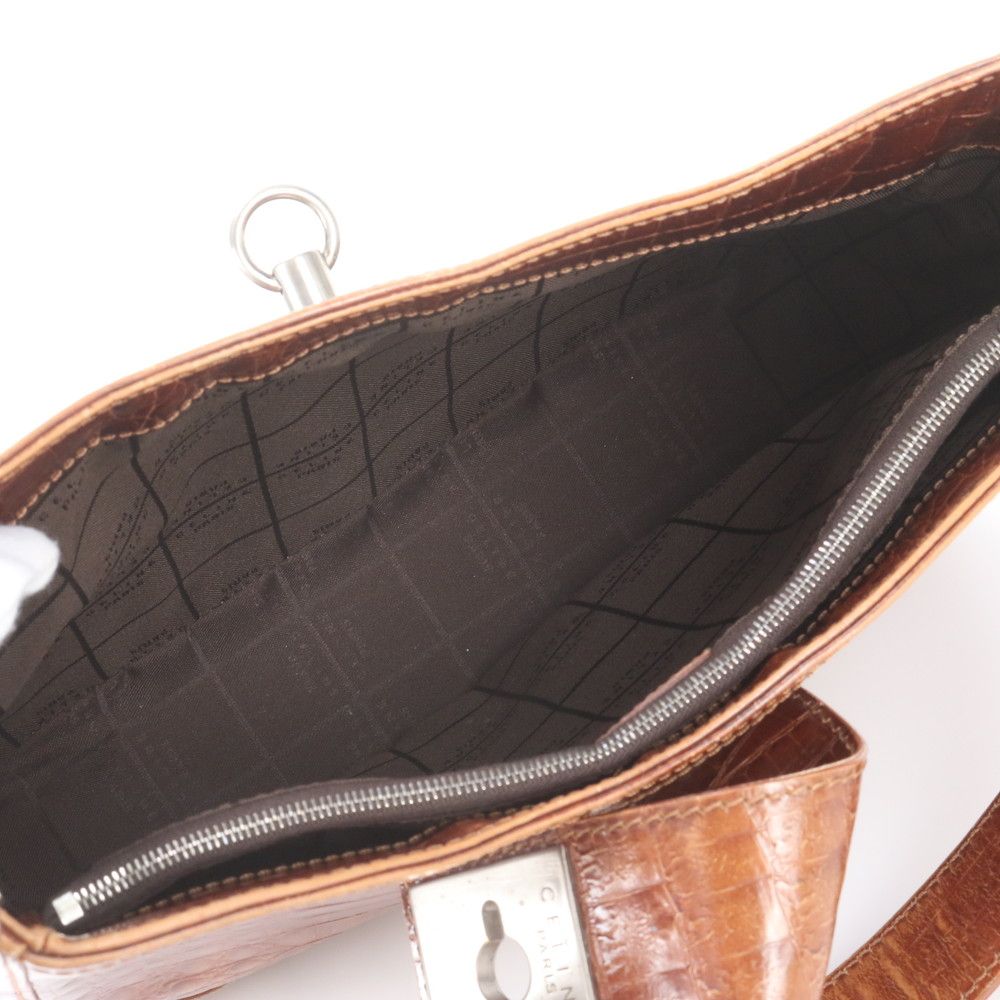 Celine Crocodile Embossed Leather Shoulder Bag — view 7