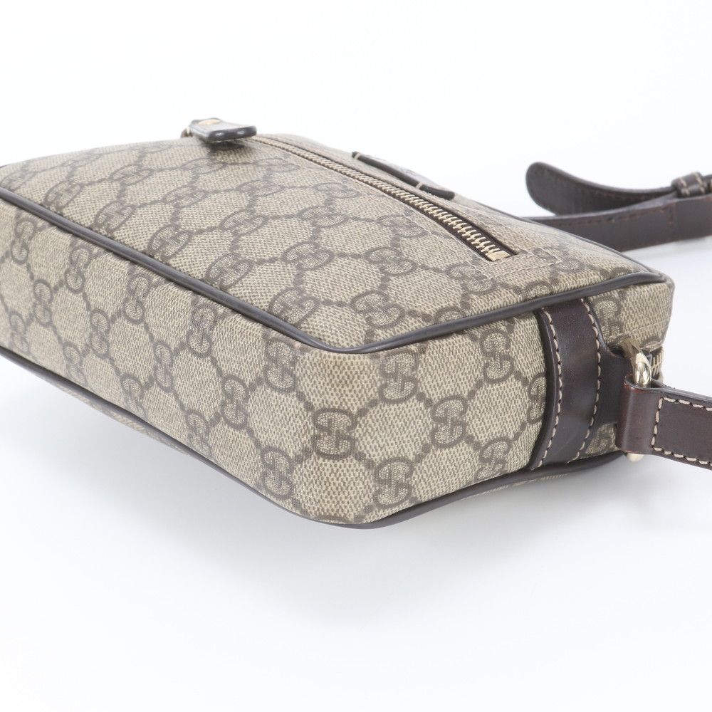 Gucci GG Supreme Leather Shoulder Bag Crossbody Brown — view 4