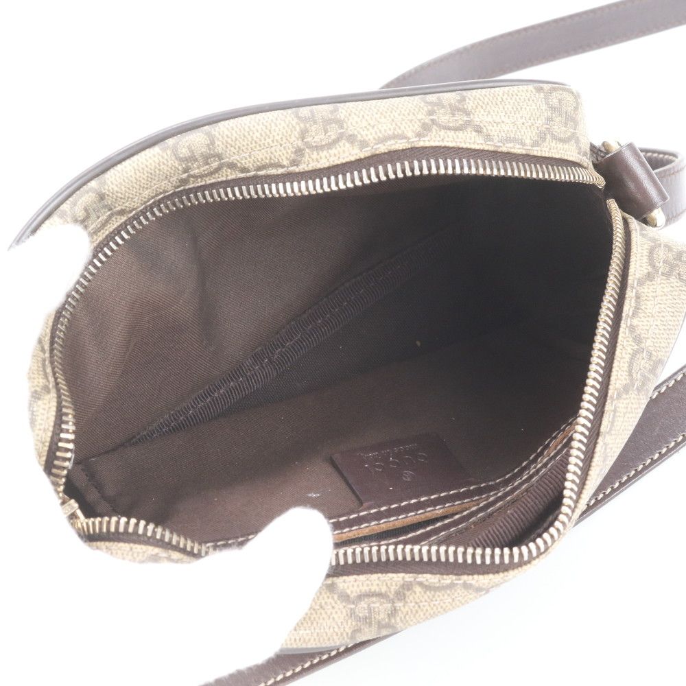 Gucci GG Supreme Leather Shoulder Bag Crossbody Brown — view 7