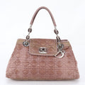 Dior Cannage Charming Rock Leather Handbag Tote Silver