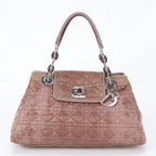 Dior Cannage Charming Rock Leather Handbag Tote Silver