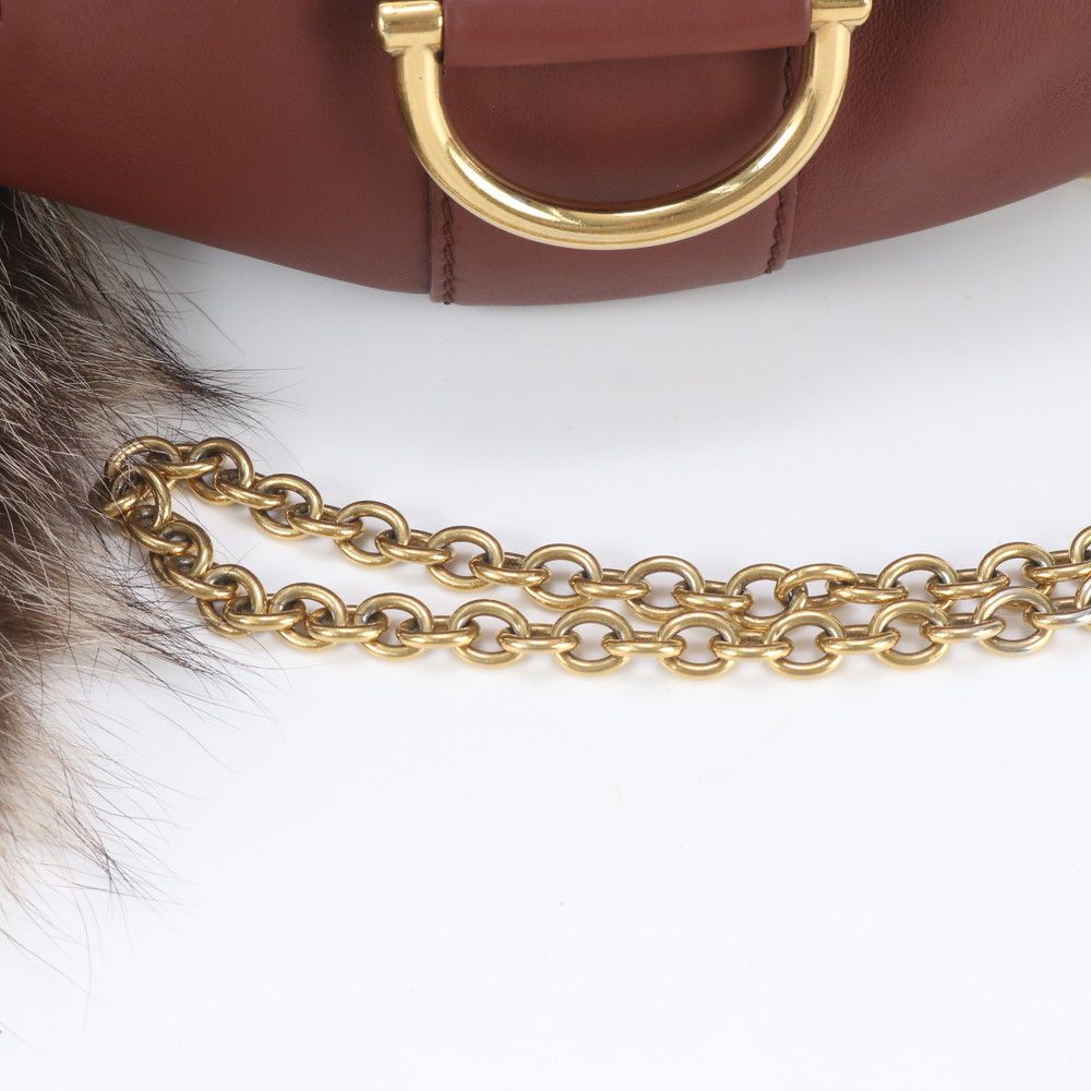 Gucci Bamboo Fur Charm Leather Chain Shoulder Bag Crossbody — view 2