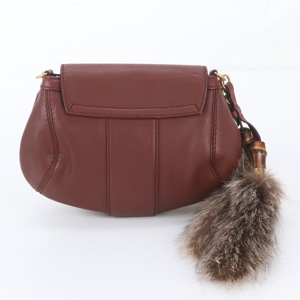 Gucci Bamboo Fur Charm Leather Chain Shoulder Bag Crossbody — view 3