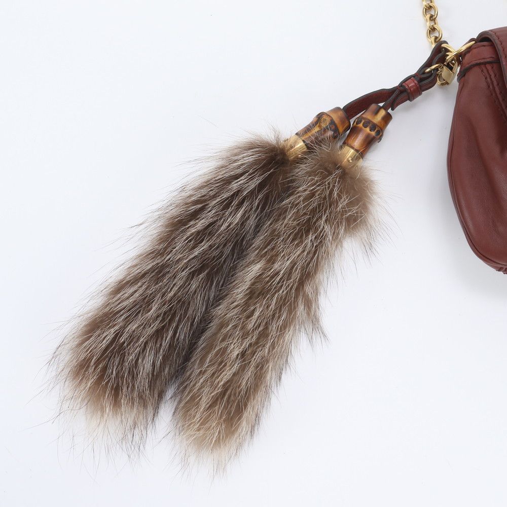 Gucci Bamboo Fur Charm Leather Chain Shoulder Bag Crossbody — view 8
