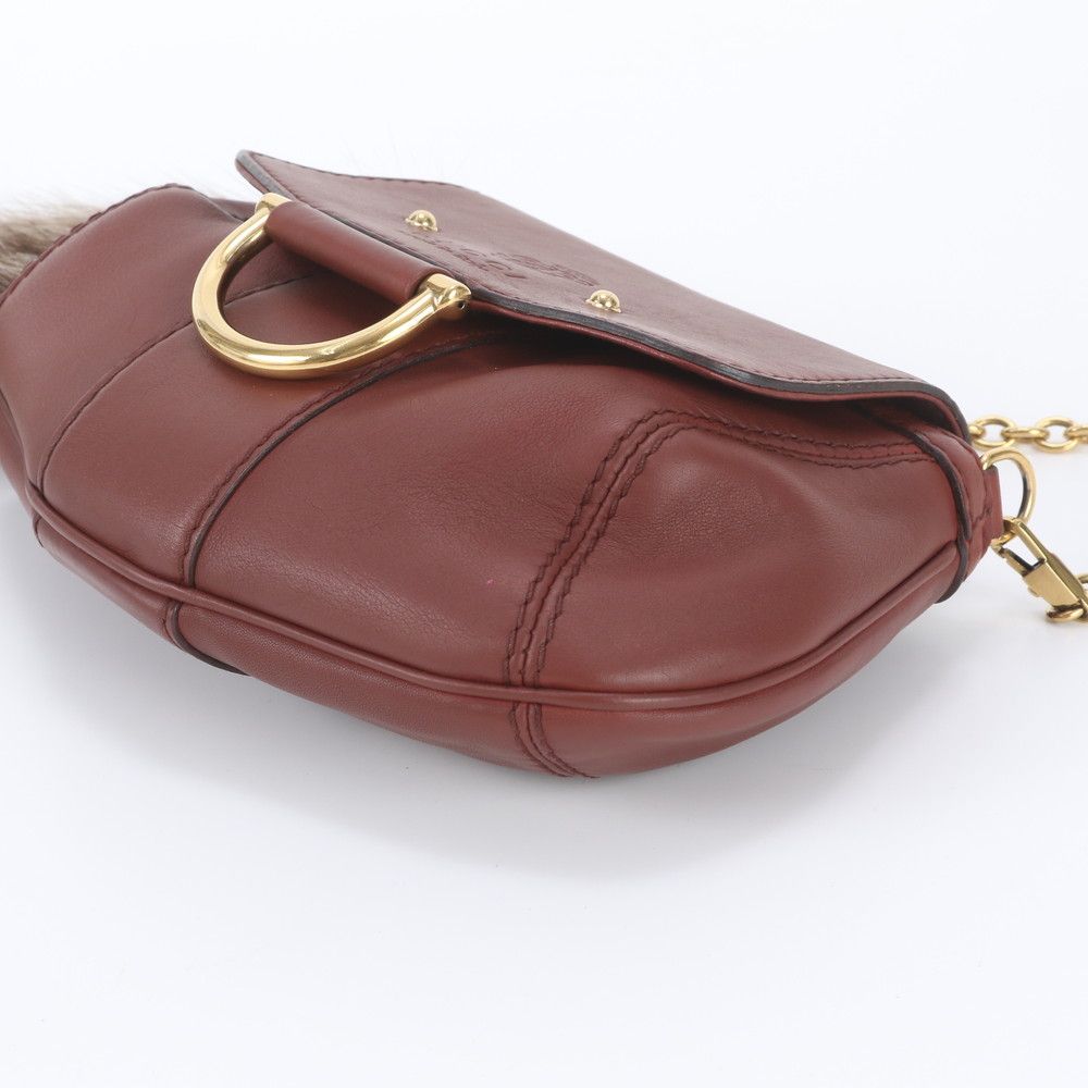Gucci Bamboo Fur Charm Leather Chain Shoulder Bag Crossbody — view 4