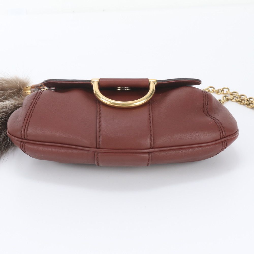 Gucci Bamboo Fur Charm Leather Chain Shoulder Bag Crossbody — view 6