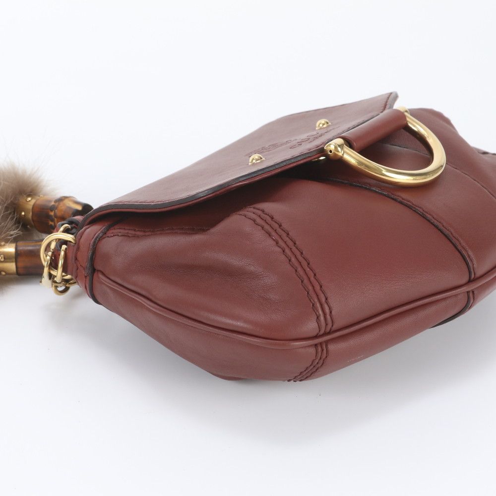 Gucci Bamboo Fur Charm Leather Chain Shoulder Bag Crossbody — view 5