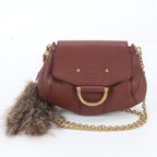 Gucci Bamboo Fur Charm Leather Chain Shoulder Bag Crossbody