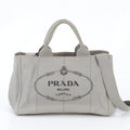 Prada White Tag Triangle Logo Canapa 2-Way Tote Bag Crossbody Shoulder