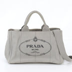 Prada White Tag Triangle Logo Canapa 2-Way Tote Bag Crossbody Shoulder