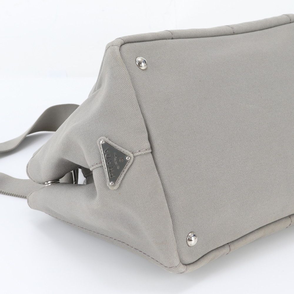 Prada White Tag Triangle Logo Canapa 2-Way Tote Bag Crossbody Shoulder — view 6