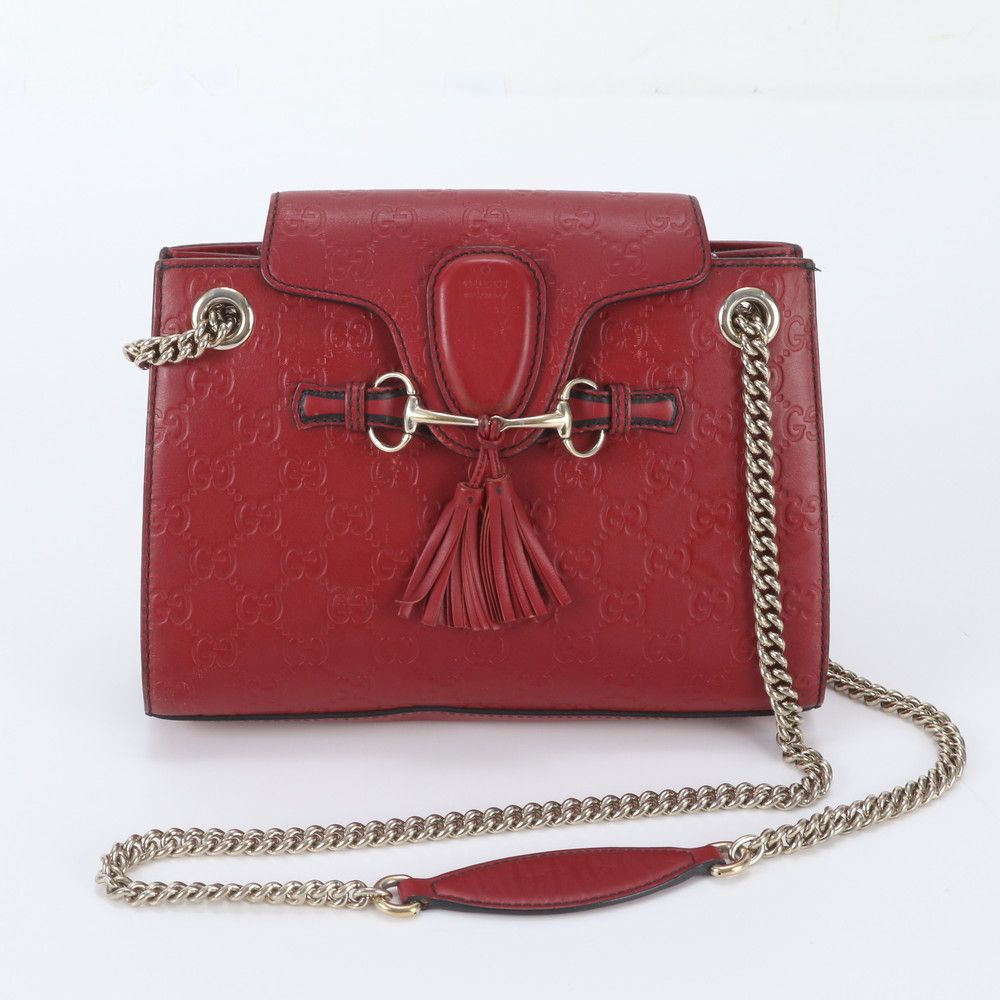Gucci Guccissima Horsebit Emily Leather 2-Way Shoulder Bag Crossbody