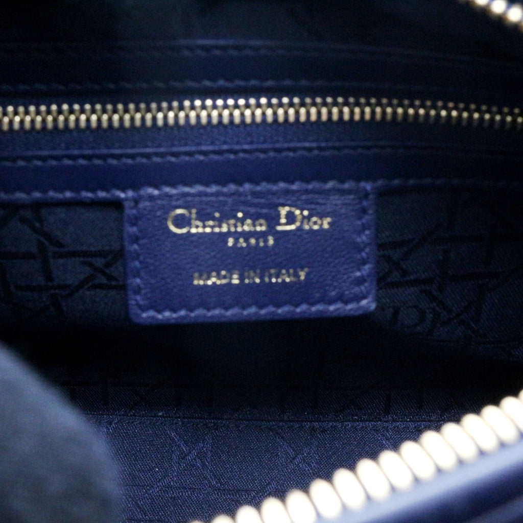 Dior Cannage Lady Dior Medium Handbag Lambskin Navy — view 6