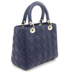 Dior Cannage Lady Dior Medium Handbag Lambskin Navy — view 3