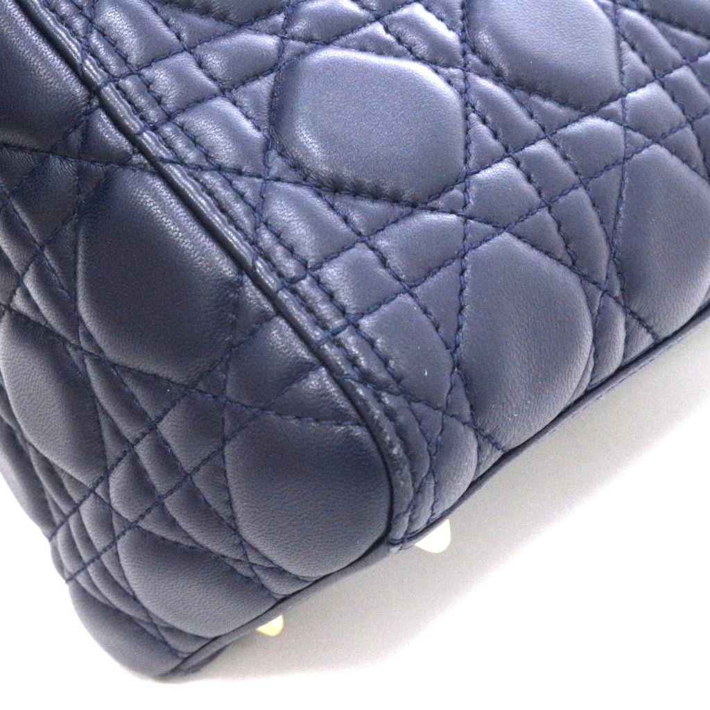 Dior Cannage Lady Dior Medium Handbag Lambskin Navy — view 7