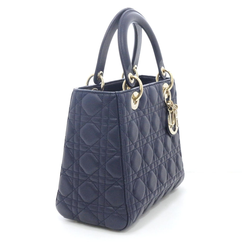 Dior Cannage Lady Dior Medium Handbag Lambskin Navy — view 2