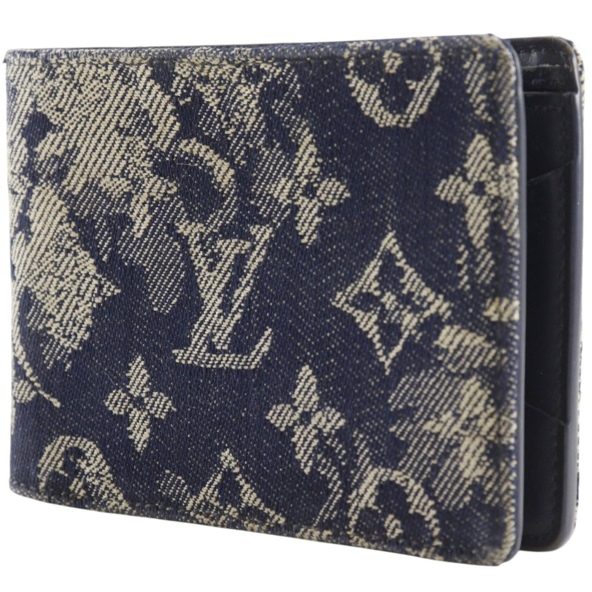 Louis Vuitton Portefeuille Multiple Monogram Tapestry Bifold Denim Navy — view 3