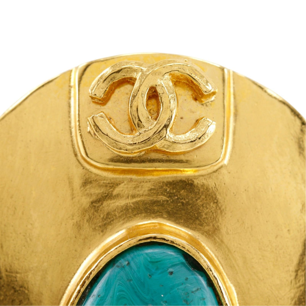 Chanel CC Logo Gold Plated Silver 98P Brooch — view 7