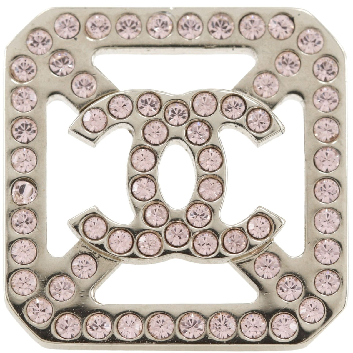 Chanel CC Logo Metal Rhinestone Silver Earrings — view 4