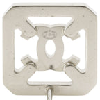 Chanel CC Logo Metal Rhinestone Silver Earrings — view 6