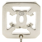 Chanel CC Logo Metal Rhinestone Silver Earrings — view 5