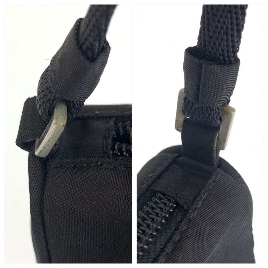 Prada Tessuto Triangular Black Silver Nylon Handbag Pouch — view 5