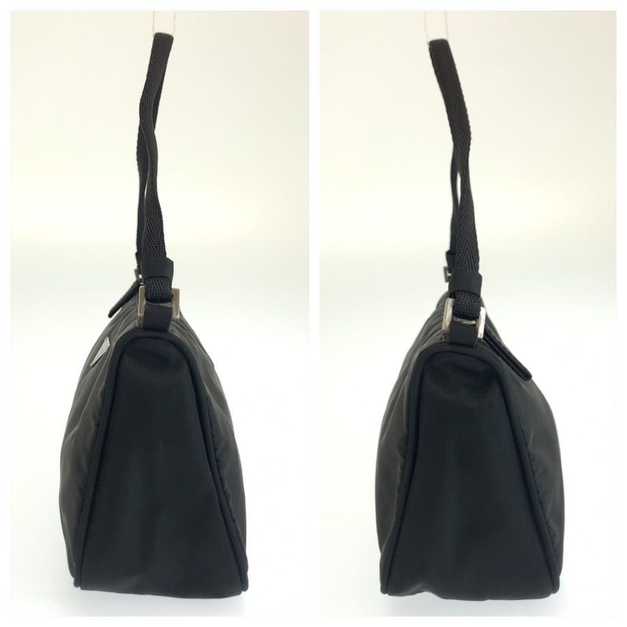 Prada Tessuto Triangular Black Silver Nylon Handbag Pouch — view 7