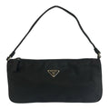 Prada Tessuto Triangular Black Silver Nylon Handbag Pouch