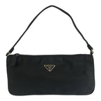 Prada Tessuto Triangular Black Silver Nylon Handbag Pouch