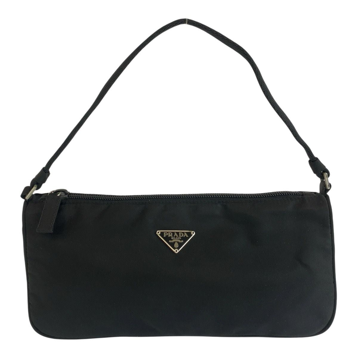 Prada Tessuto Triangular Black Silver Nylon Handbag Pouch