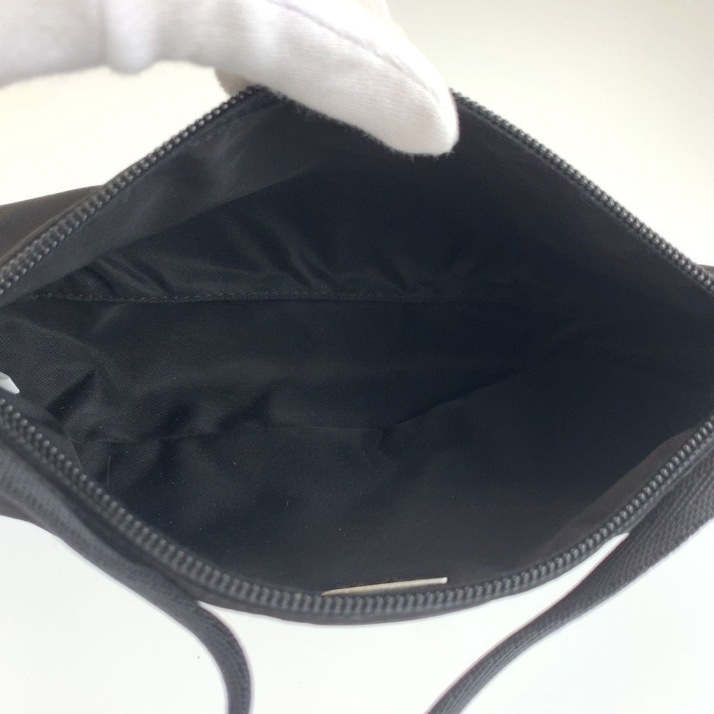 Prada Tessuto Triangular Black Silver Nylon Handbag Pouch — view 8