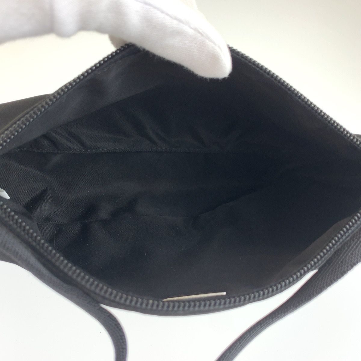Prada Tessuto Triangular Black Silver Nylon Handbag Pouch — view 8