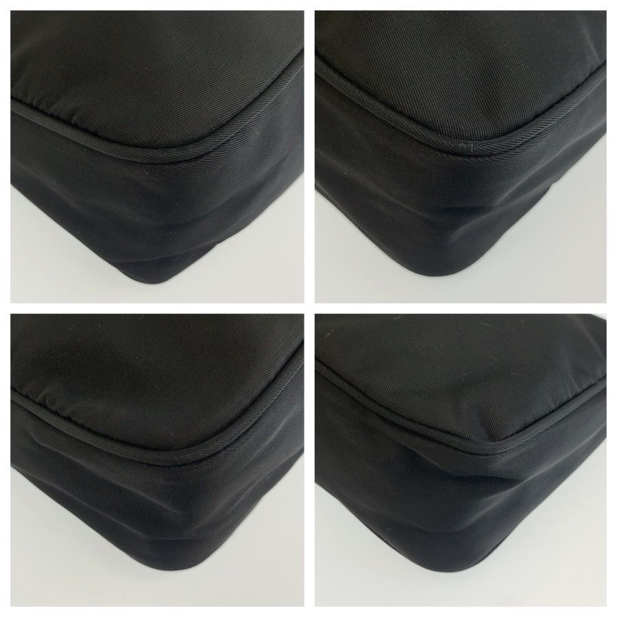 Prada Tessuto Triangular Black Silver Nylon Handbag Pouch — view 4